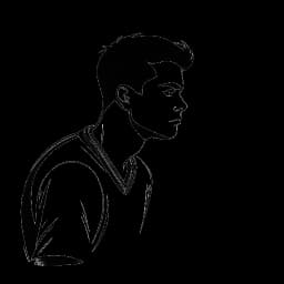 Disegno in bianco e nero di un giovane atleta, che rappresenta Travis Kelce, in divisa da football, con un'aria riflessiva e determinata. Ombre di un pallone da baseball si profilano dietro, raffigurando la scelta tra gli sport, su uno sfondo bianco
