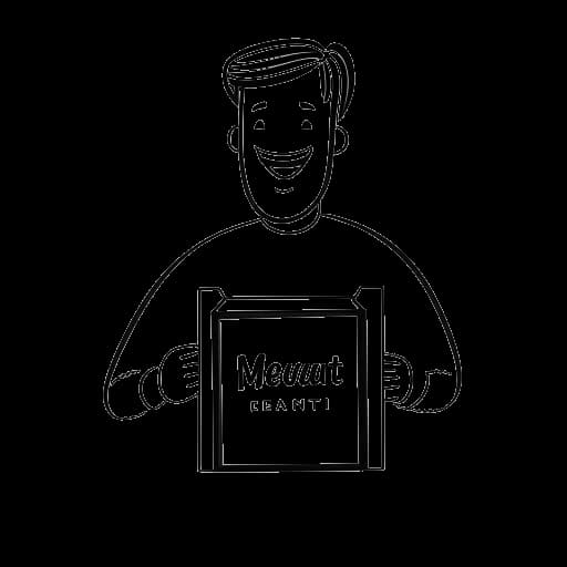 Strichzeichnung eines Mannes, der MontanaBlack repräsentiert und eine Spendendose in der Hand hält, mit einem Herz und den Worten "psychische Gesundheit" im Hintergrund.