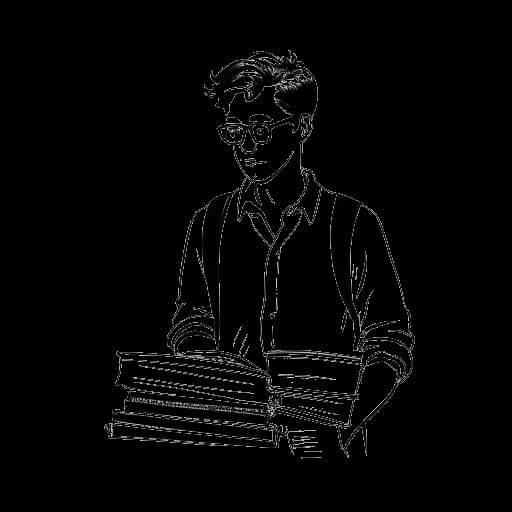 Strichzeichnung eines Mannes, der Harry G als Student mit Büchern repräsentiert