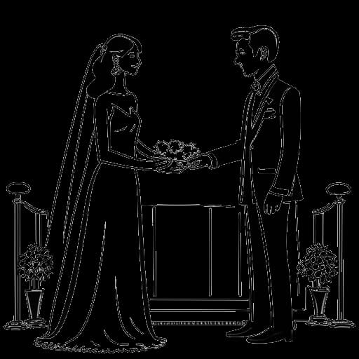 Line art drawing of a man, representing Dr. Phil, standing in front of a wedding altar, holding hands with a woman, with a divorce certificate in the background.
