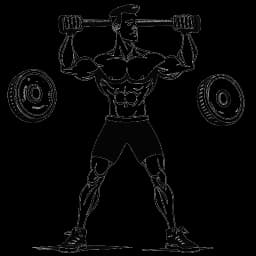 Intricate line art of a fit man, symbolizing David Laid, intently lifting weights in a well-equipped gym, encapsulating his dedication to a drug-free bodybuilding lifestyle, on a white background.