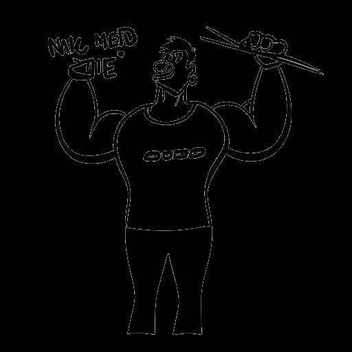 Line art drawing of a man, representing David Laid, holding a sign that says 'No Steroids or Growth Hormones' and shaking his head