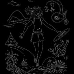 Line art drawing of a woman, representing Georgia Hassarati, hiking and surfing, holding a passport, and wearing gold jewelry, with travel and wellness icons surrounding her.
