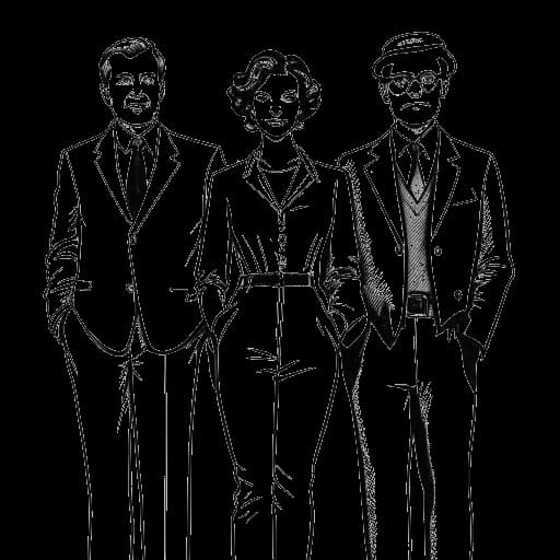 Disegno a linee di una donna, rappresentante Georgia Hassarati, in mezzo a Dom Gabriel e Harry Jowsey.