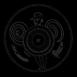 Strichzeichnung von Vokalmatador, der eine Vinylplatte hält. Im Hintergrund sind Musiknoten und ein durchgestrichenes Spotify-Logo zu sehen, was seine Vorliebe für Vinyl und die Kritik an Streaming-Diensten symbolisiert. Die Zeichnung ist vor einem weißen Hintergrund.