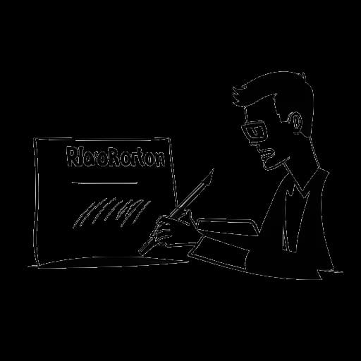 Strichzeichnung eines Mannes, der einen Vertrag ablehnt, mit dem Namen 'Aggro Berlin' auf dem Vertrag, die Vokalmatadors Entscheidung repräsentiert