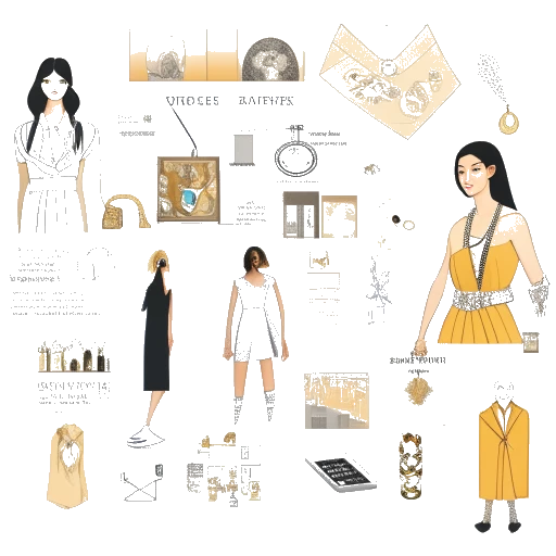 Una representación ilustrativa que muestra las fuentes de ingresos de una mujer en arquitectura y diseño, con planos arquitectónicos, bocetos de joyería y elementos de diseño de moda que simbolizan las diversas corrientes de ingresos de Bianca Censori.