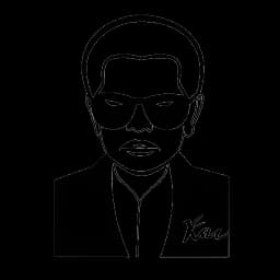 Dessin en ligne d'un logo Lagerfeld, un hommage à l'héritage durable de Karl Lagerfeld, sur un fond blanc.
