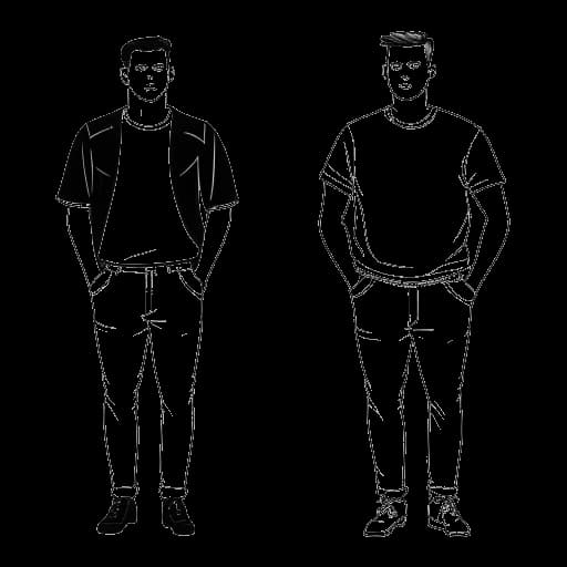 Desenho em arte linear de um homem representando Karl Lagerfeld, exibindo sua dramática perda de peso.