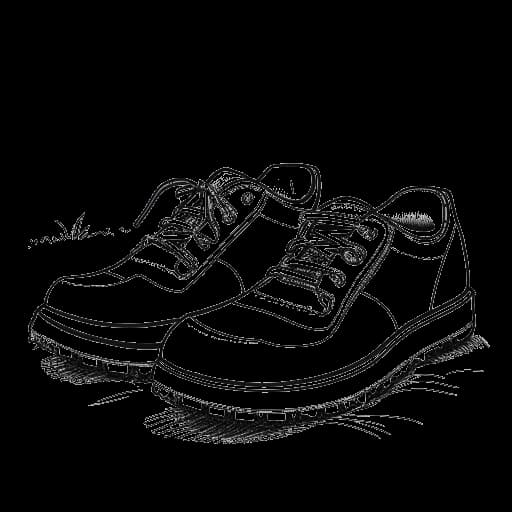 Disegno in bianco e nero di un paio di scarpe in un parco rappresentante l'affermazione di N3on di essere stato aggredito e lasciato senza scarpe.