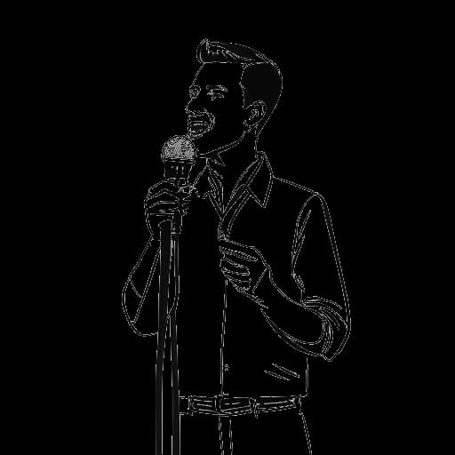 Line art drawing of Drake, holding a microphone, representing his single 'Best I Ever Had' peaking at No. 2 on the Billboard Hot 100