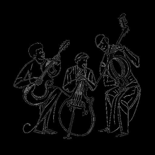 Line art drawing of Drake, Rihanna, and Travis Scott, representing Drake's collaborations with artists and being the most-streamed artist on Spotify