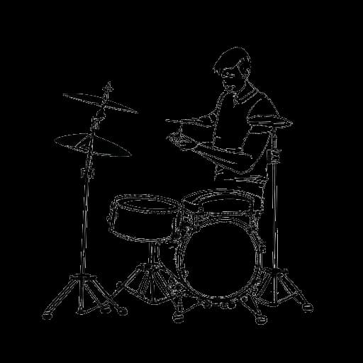Line art drawing of a man, representing Drake's father Dennis Graham, playing the drums
