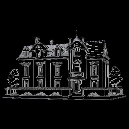 Line art drawing of Drake's personal residence, 'The Embassy', valued at approximately $100 million