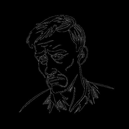 Line art drawing of Drake, looking worried, representing his financial uncertainty after being cut from 'Degrassi'