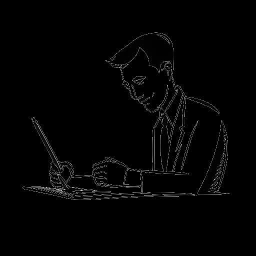 Line art drawing of Drake, signing a record deal with Young Money Entertainment