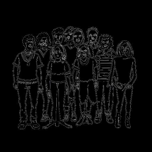 Dibujo de arte lineal de un grupo de personas con las palabras 5$TAR Community.