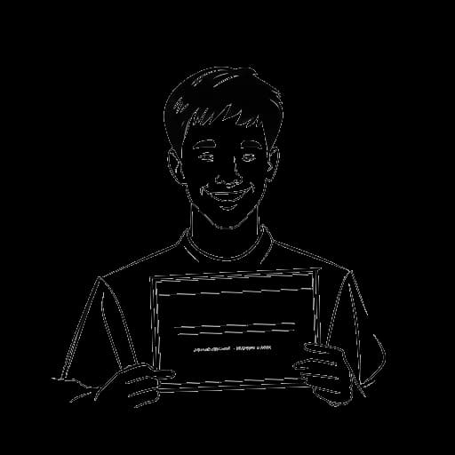 Strichzeichnung eines Diploms, das Marc Eggers' Hauptschulabschluss darstellt.