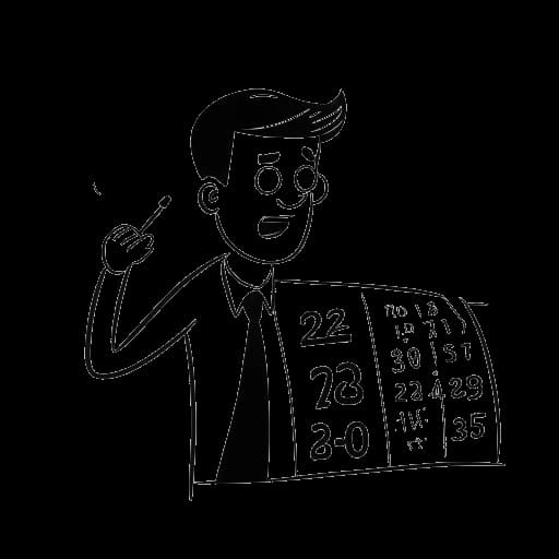 Strichzeichnung eines Mannes mit einem Kalender, der Marc Eggers darstellt, mit einem durchgestrichenen Bonbon im Hintergrund.