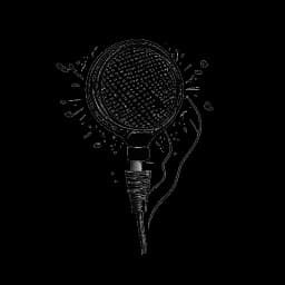 Desenho gráfico de um microfone rachado com halos e um coração, simbolizando o legado duradouro de XXXTentacion e o amor de seus fãs.