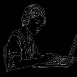 Representação gráfica de um adolescente envolvido na criação de música, representando XXXTentacion durante seus primeiros dias no SoundCloud.