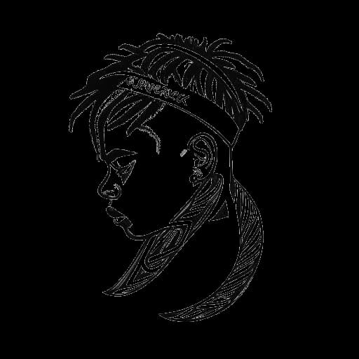 Disegno a linee che mostra la parola 'XXXTentacion' con una 's' simile a un serpente che indica la 'tentazione', catturando il fascino enigmatico associato al nome del rapper.