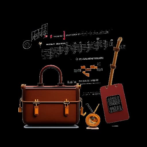 Eine visuelle Darstellung der vielfältigen Einkommensquellen von Manny Marc mit Musiknoten, einem Aktenkoffer und Aktiendiagrammen, die seine Musikkarriere, unternehmerische Bestrebungen und Investitionen symbolisieren, vor weißem Hintergrund.
