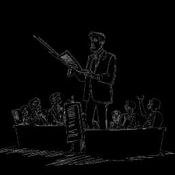 Disegno minimalista di un uomo, che rappresenta Sneako, su un podio circondato da media e flash, con la sua ombra in posa di preghiera, suscitando sia l'attenzione pubblica che sfide private, su uno sfondo bianco.