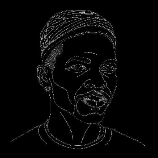 Desenho de arte linear de um homem representando Nico Kenn De Balinthazy (Sneako), com uma mistura de traços haitianos e filipinos