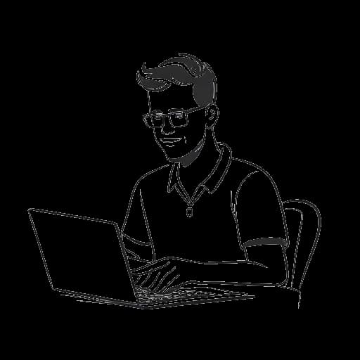 Desenho de arte linear de um homem representando Sneako, co-fundando 'The Creativity Kit', um curso online de criação de conteúdo