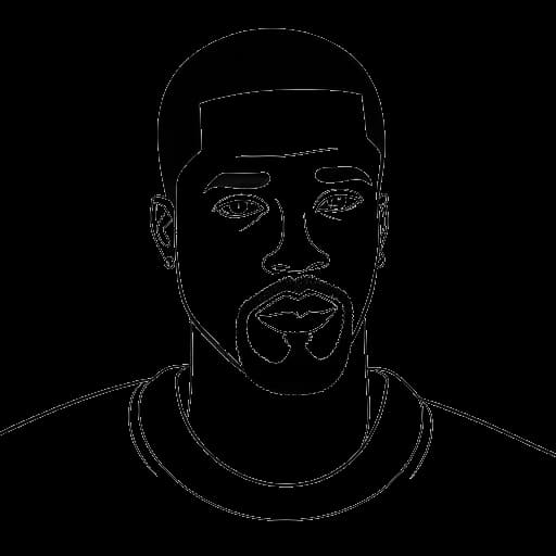 Desenho de arte linear de um homem representando Sneako, apoiando a campanha presidencial de Kanye West em 2024