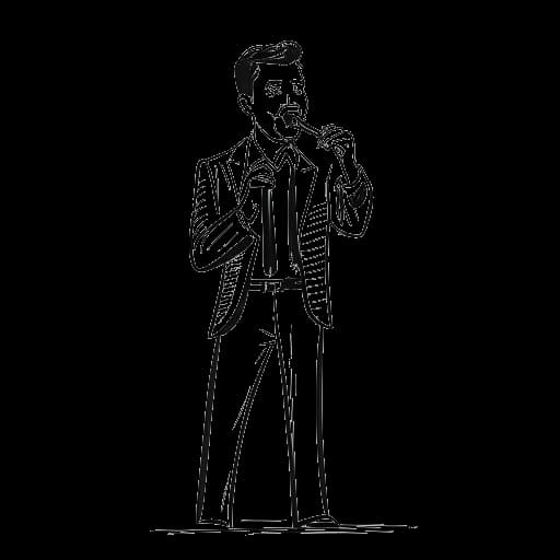 Desenho de arte linear de um homem representando Sneako, tentando stand-up comedy e atuando no filme 'Unsubscribe'