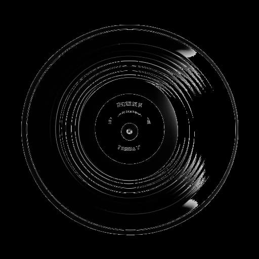 Line art drawing of a 45 RPM record labeled 'That's All Right' spinning on a turntable, representing Elvis Presley's first single released in 1954.