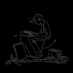 Line art representation of a man, signifying Capital Bra, showcasing his determination and grit in making his mark in the music industry by establishing his labels and overcoming challenges, against a white background.