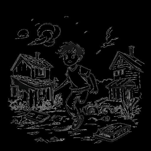 Line art representation of a young man, representing Capital Bra, as he navigates the challenges of turbulent early life, relocation, and trouble at school, against a white backdrop.