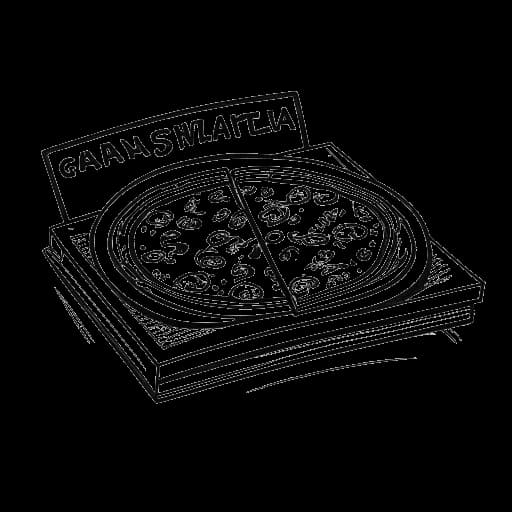 Strichzeichnung einer Pizza-Schachtel mit dem Namen 'Gangstarella', was Capital Bras Pizza-Linie darstellt, die 2020 gestartet wurde.