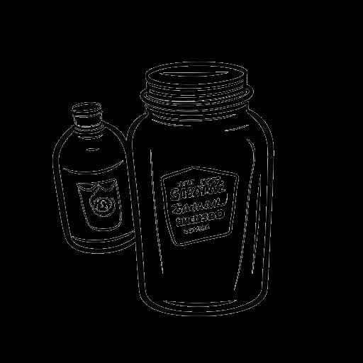 Dibujo de arte lineal de Technoblade sosteniendo un bote de donaciones rebosante de dinero, con el logo de la Fundación de Sarcoma de América de fondo, en un fondo blanco