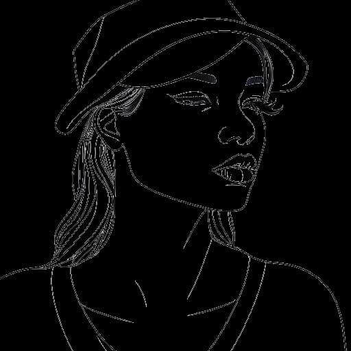 Dibujo de arte lineal de una mujer, que representa a Gabbriette, viendo un video musical de Blood Orange, inspirada para convertirse en modelo