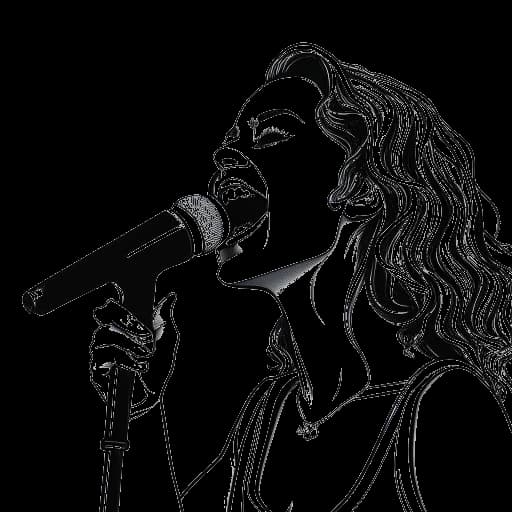 Dibujo de arte lineal de una mujer, que representa a Gabbriette, cantando como vocalista principal de Nasty Cherry, invitada por Charli XCX