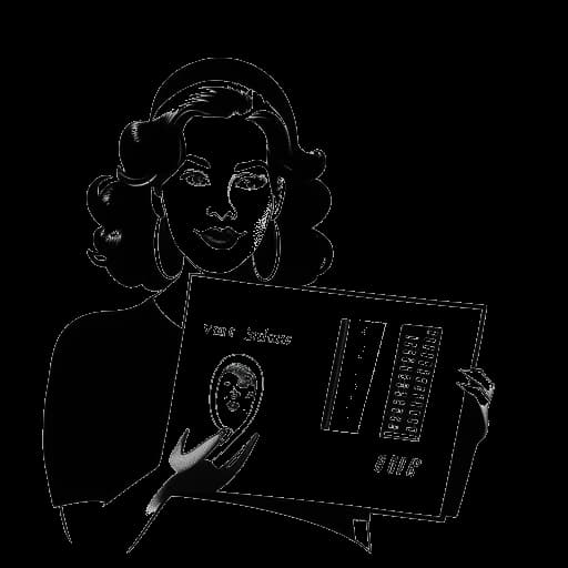 Dessin en ligne d'une femme, représentant Katja Krasavice, tenant un panneau avec le numéro 1, avec la pochette de l'album 'Bo$$ Bitch' en arrière-plan.