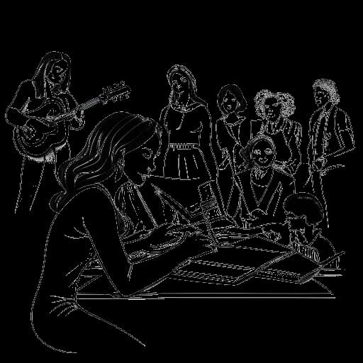 Desenho em arte de linha de uma mulher, representando Lola Brooke, simbolizando diferentes aspectos de sua bem-sucedida carreira na música.