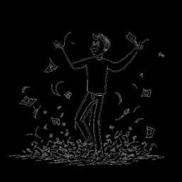 Strichzeichnung eines Mannes, der Matthias 'TC' Roll darstellt, stark in ein kreatives Projekt involviert, was seine Philosophie widerspiegelt, Leidenschaft und Erfüllung über finanzielle Gewinne zu stellen.