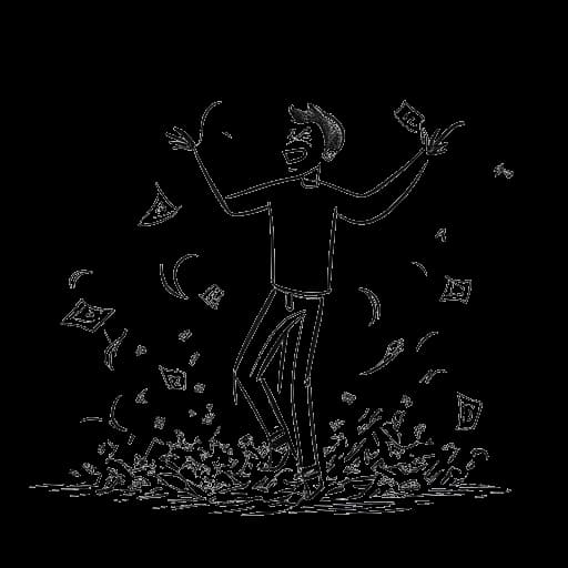 Strichzeichnung eines Mannes, der Matthias 'TC' Roll darstellt, stark in ein kreatives Projekt involviert, was seine Philosophie widerspiegelt, Leidenschaft und Erfüllung über finanzielle Gewinne zu stellen.