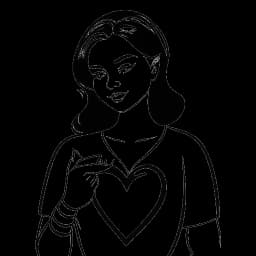Dibujo en línea de una mujer, simbolizando a Leonie Hanne, sosteniendo un emblema de corazón para amfAR y un cartel '#StandWithUkraine', todo representado en un fondo blanco.