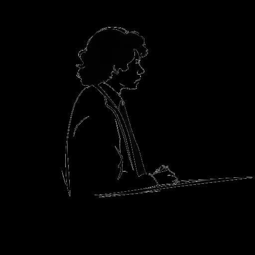 Line art drawing of a of Michael Jackson in court, symbolizing the charges filed against him for child abuse.