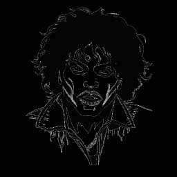 Line art drawing of Michael Jackson's 'Thriller' album cover, featuring his iconic image and the title 'Thriller' boldly displayed.