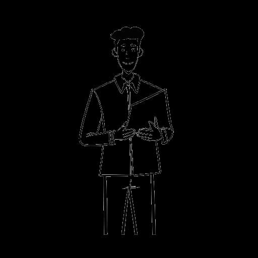 Lijntekening van een man, die Michael Jackson voorstelt, die juridische documenten vasthoudt.