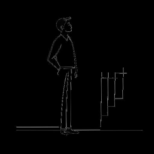 Lijntekening van een man, die Michael Jackson voorstelt, die naast een grafiek staat.