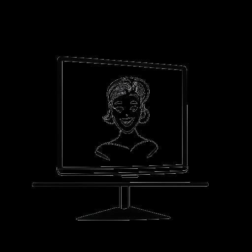 Une représentation simpliste en traits d'un écran de télévision, représentant l'aventure télé-réalité de Bhad Bhabie, avec un symbole indiquant sa percée sur OnlyFans sur fond blanc