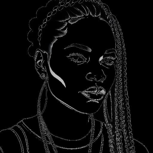 Strichzeichnung von Bhad Bhabie, die Box Braids trägt